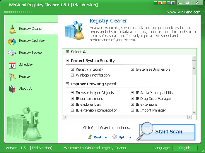 WinMend Registry Cleaner 2.2.0.0 software screenshot