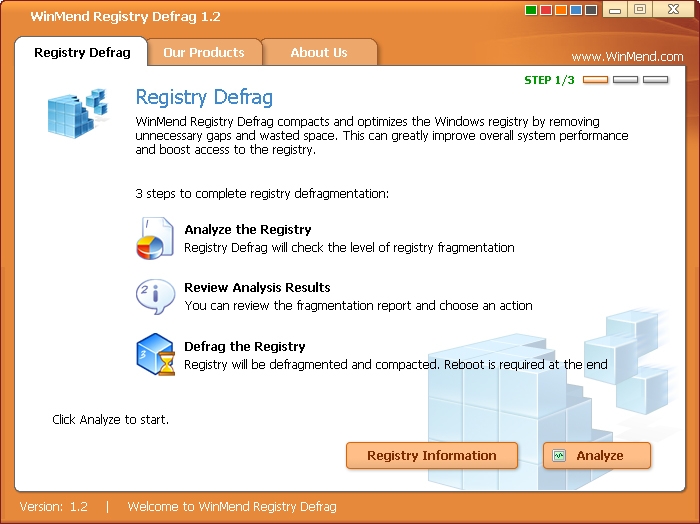 WinMend Registry Defrag 2.0.0.0 software screenshot