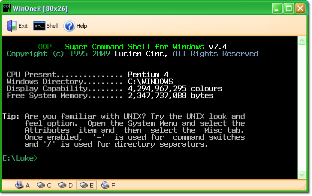WinOne - Super Command Shell for Windows 7.4 software screenshot