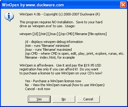 WinOpen 6.0a software screenshot