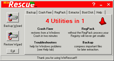 WinRescue ME 1.08.34 software screenshot