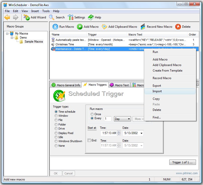 WinScheduler Standard 7.6.8 software screenshot