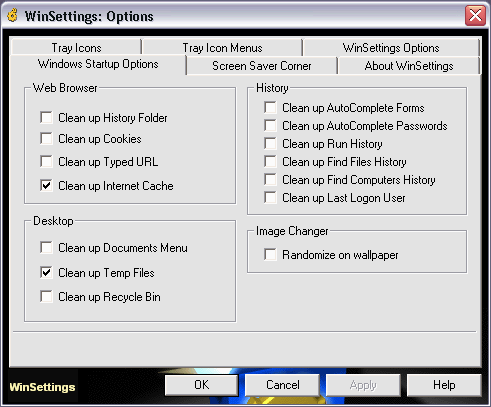 WinSettings 7.0.3 software screenshot