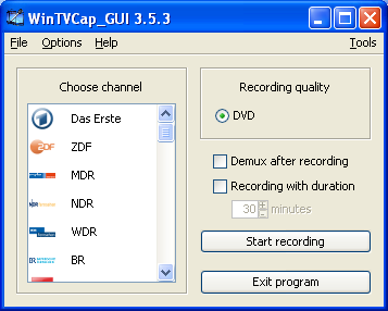 WinTVCap_GUI 3.6.10 software screenshot