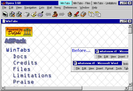 WinTabs 2.09 software screenshot
