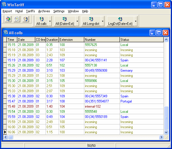 WinTariff 2.9.9 software screenshot