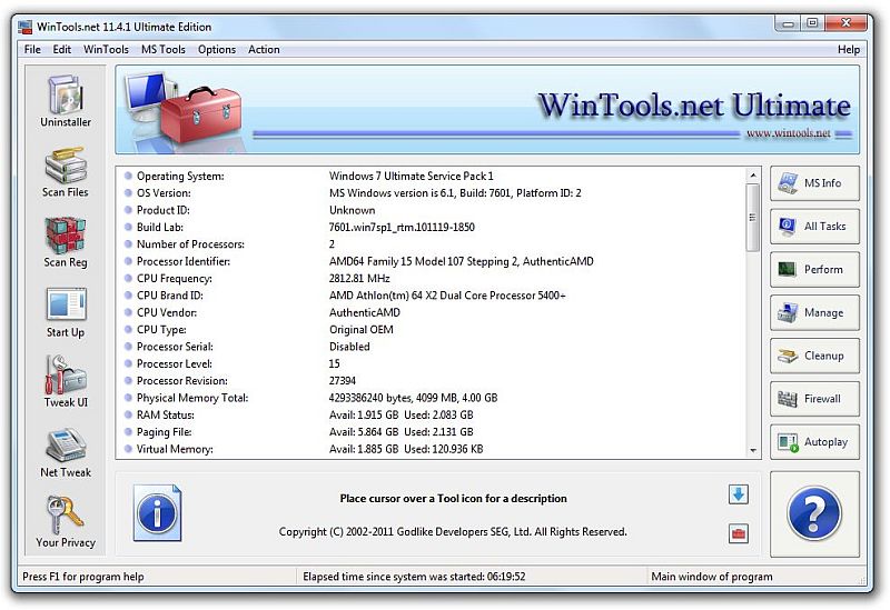 WinTools.net Ultimate 11.7.1 software screenshot