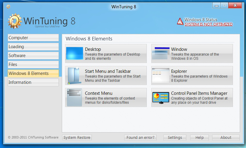 WinTuning 8 1.00 software screenshot