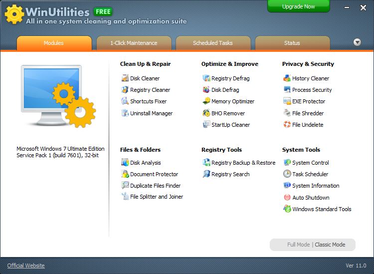 WinUtilities Free Edition 14.6 software screenshot