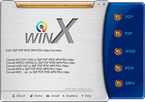 WinX 3GP PDA MP4 Video Converter 3.5.58 software screenshot