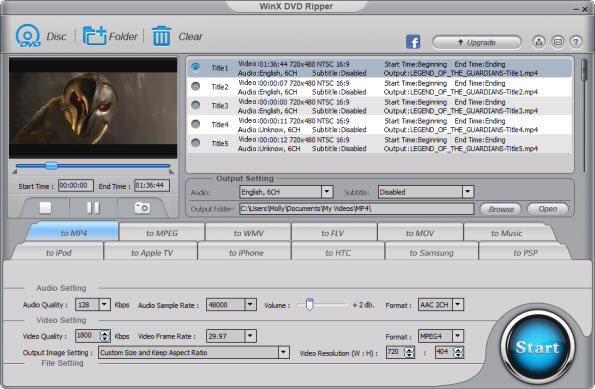 WinX DVD Ripper 5.5.17 software screenshot
