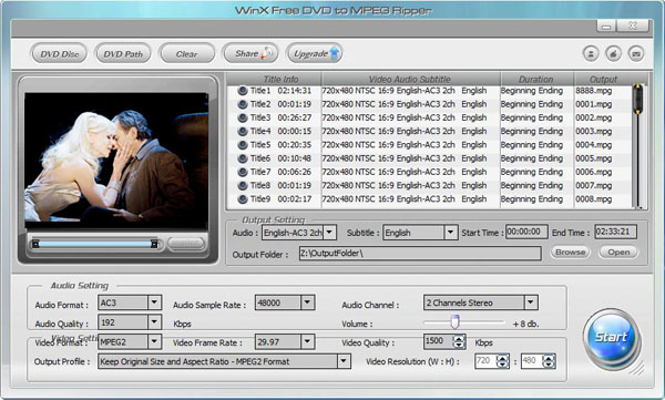 WinX Free DVD to MPEG Ripper 4.4.25 software screenshot