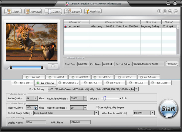 WinX Video Converter Platinum 5.9.4 software screenshot