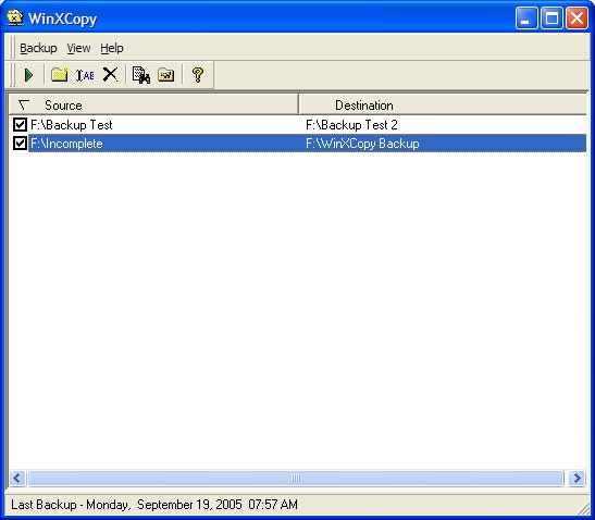WinXCopy 02.01.00 software screenshot