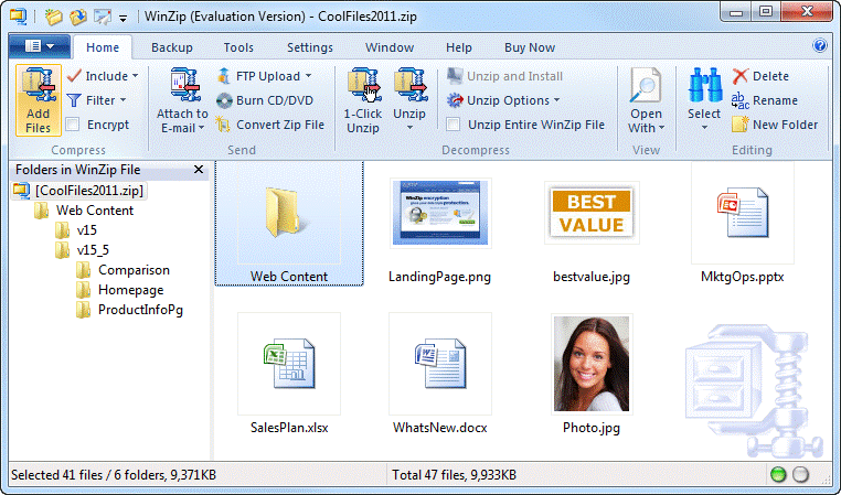 WinZip 21.5.12480 software screenshot