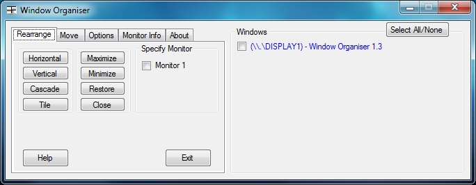 Window Organiser (formerly FWM) 1.4.0.0 software screenshot