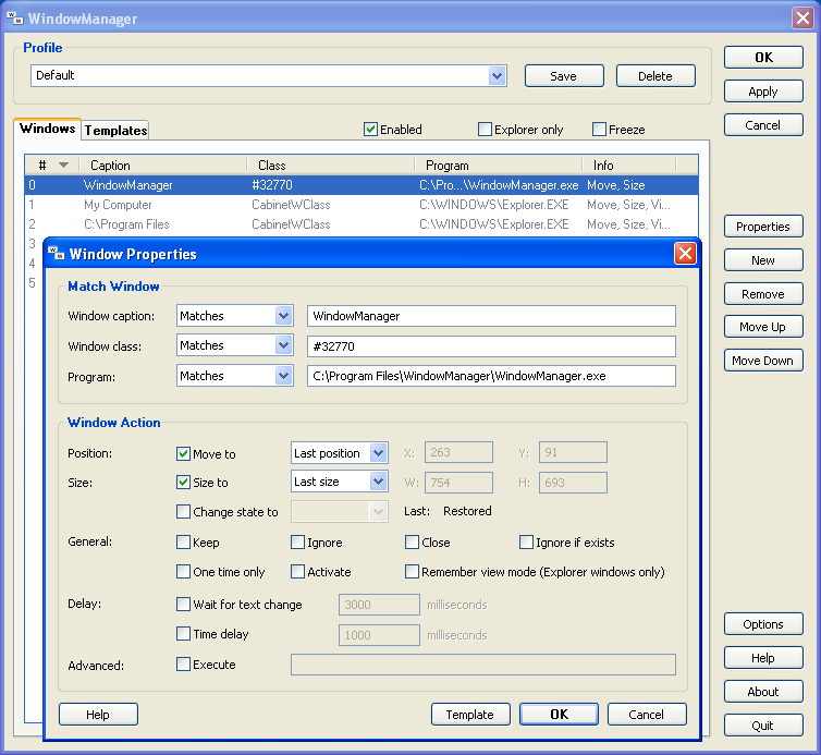 WindowManager 4.6.0 software screenshot