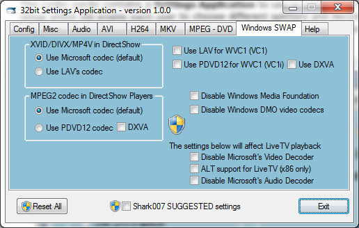 STANDARD Codecs 5.1.5 software screenshot