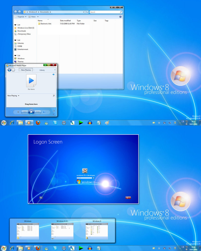 Windows 8 Professional Edition Theme RC1 Build 7.0.1128 software screenshot