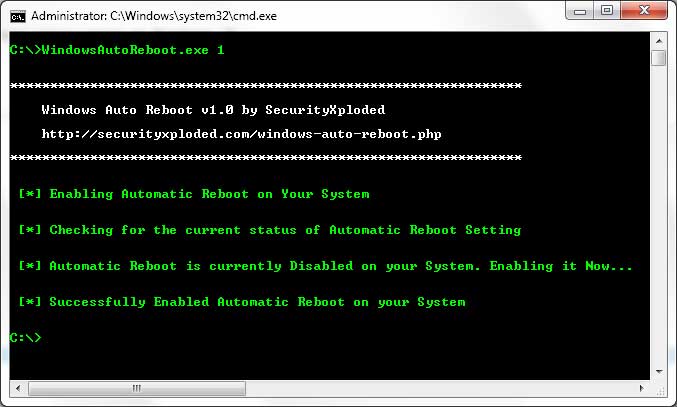 Windows Auto Reboot 1.5 software screenshot