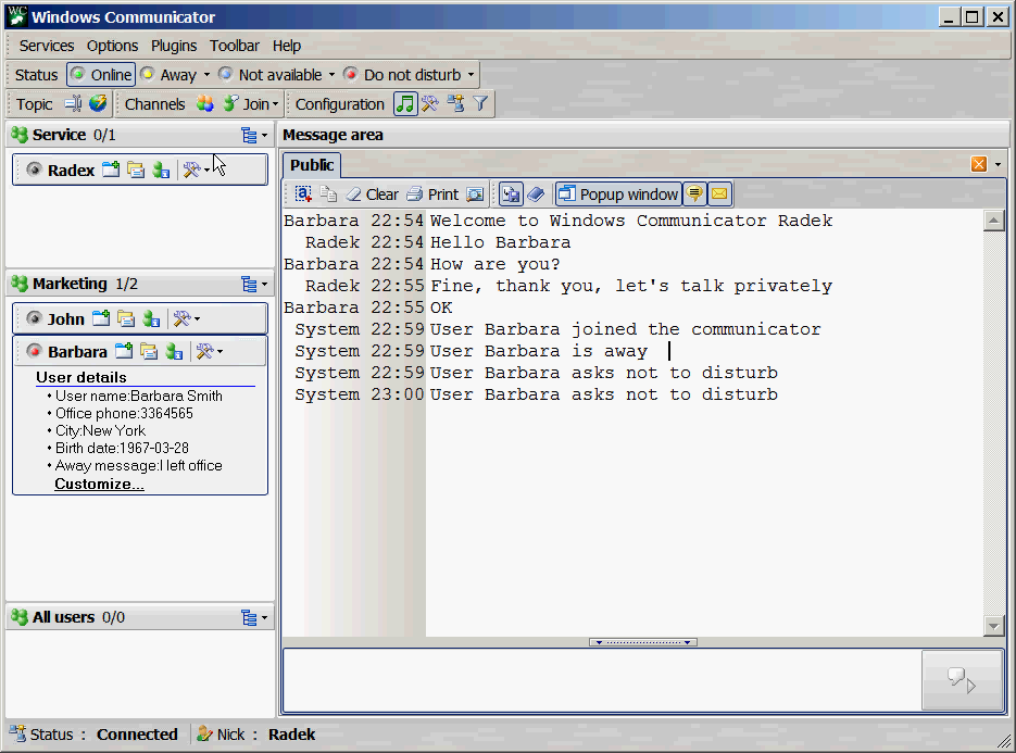 Windows Communicator 3.1.0.1 software screenshot