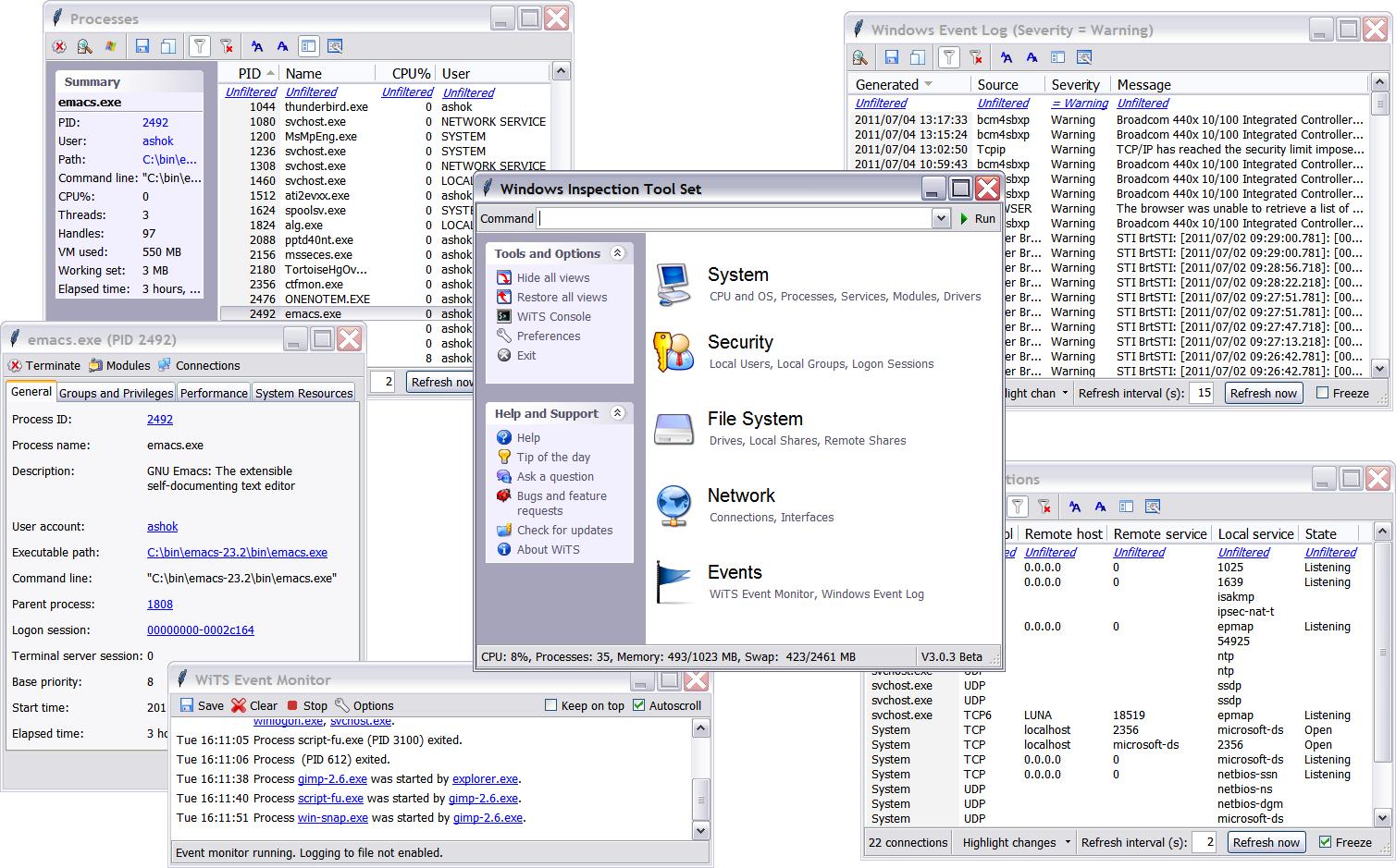 Windows Inspection Tool Set 3.0.25 software screenshot