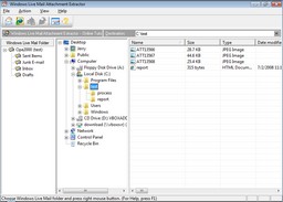 Windows Live Mail Attachment Extractor 1.09 software screenshot