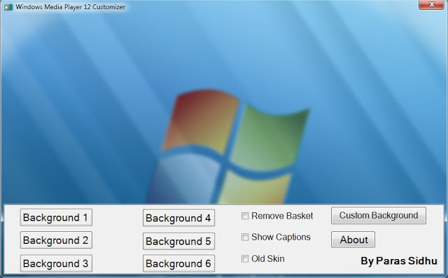 Windows Media Player 12 Customizer 1.0.0.0 software screenshot