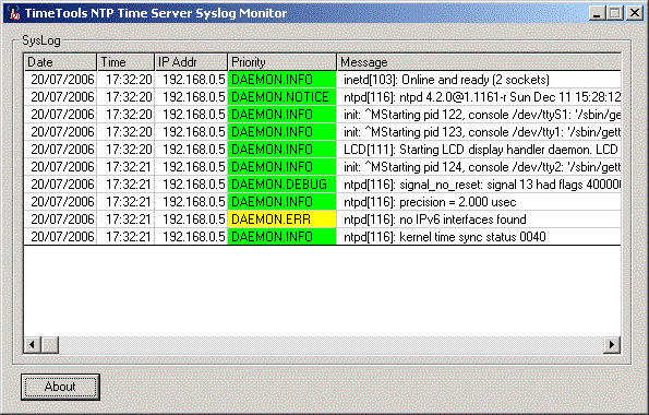 Windows NTP Time Server Syslog Monitor 1.0.000 software screenshot