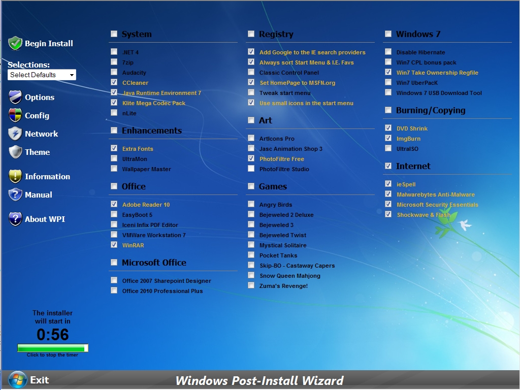 Windows Post-Install 8.6.3 software screenshot