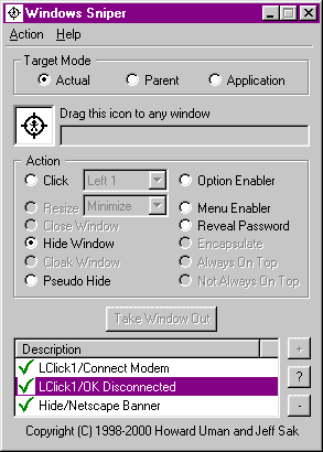 Windows Sniper 2.5 software screenshot