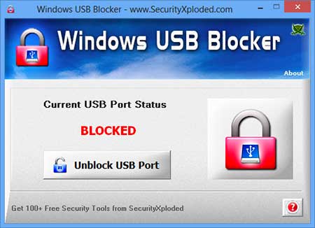 Windows USB Blocker 2.1 software screenshot