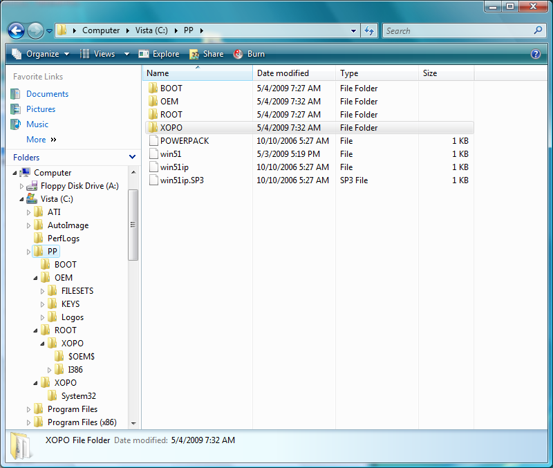Windows XP PowerPacker 1.0 RC17 software screenshot