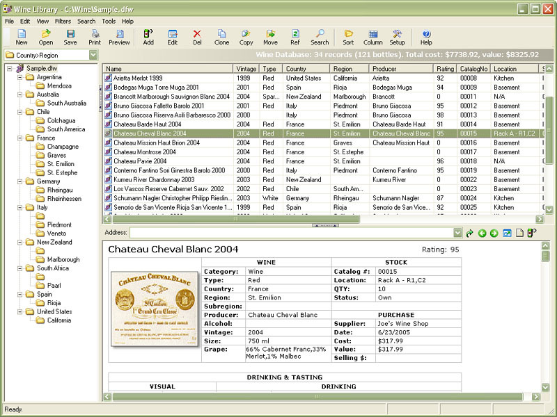 Wine Library 1.1.098 software screenshot