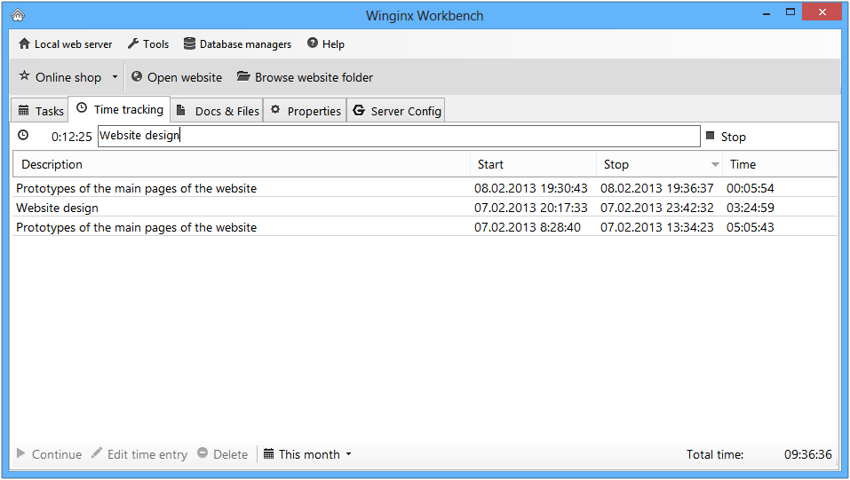 Winginx 0.6.0 software screenshot