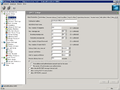 Winmail Mail Server 4.9 software screenshot