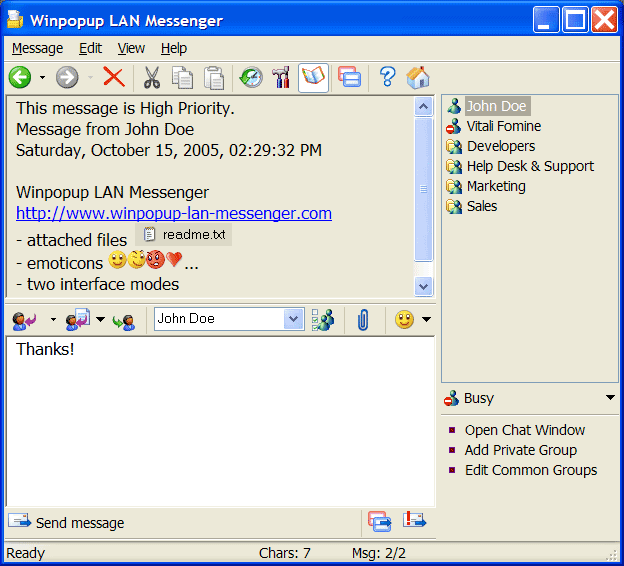 Winpopup LAN Messenger 5.5.9 software screenshot