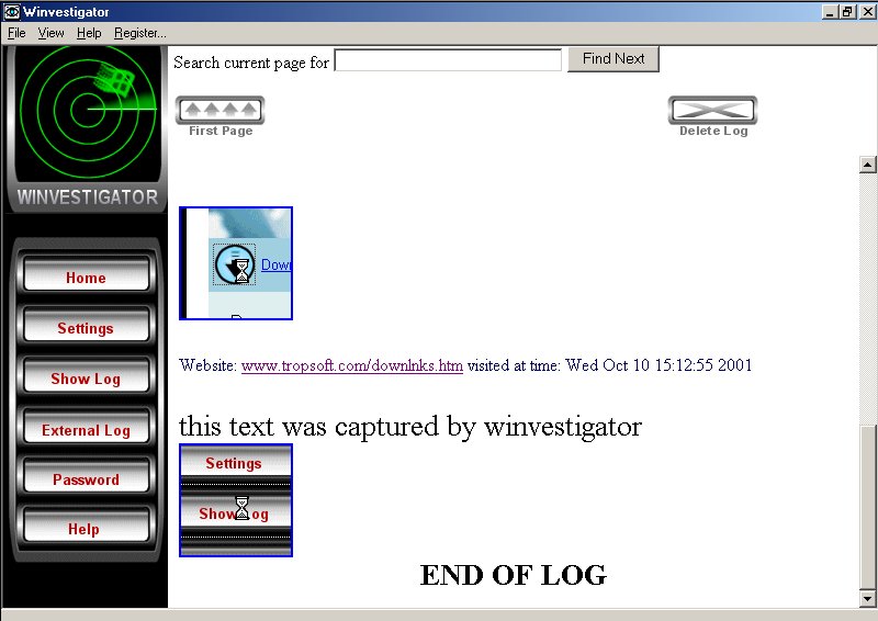 Winvestigator 2.6 software screenshot