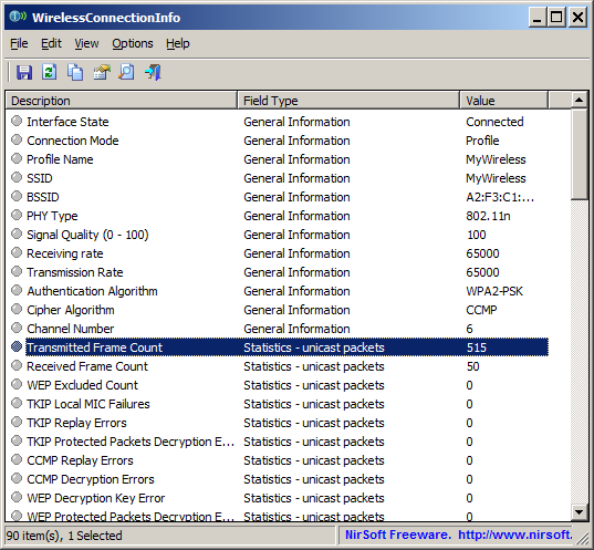 WirelessConnectionInfo 1.13 software screenshot