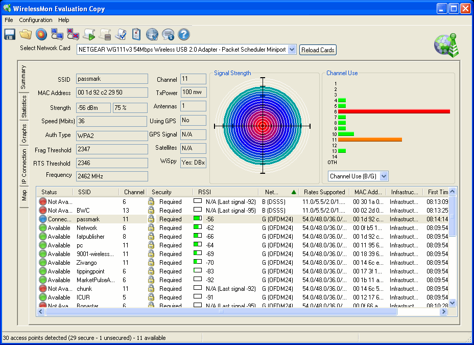 WirelessMon 4.0.1009 software screenshot