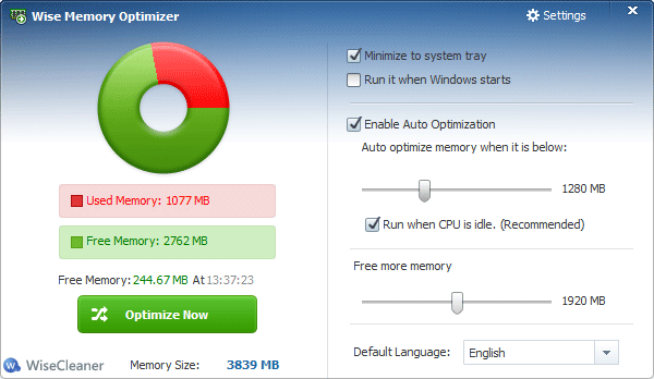 Wise Memory Optimizer 3.47.98 software screenshot