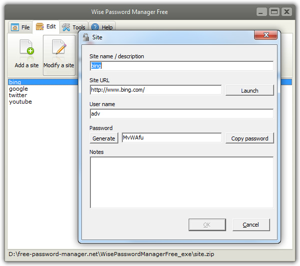 Wise Password Manager Free 5.6.5 software screenshot