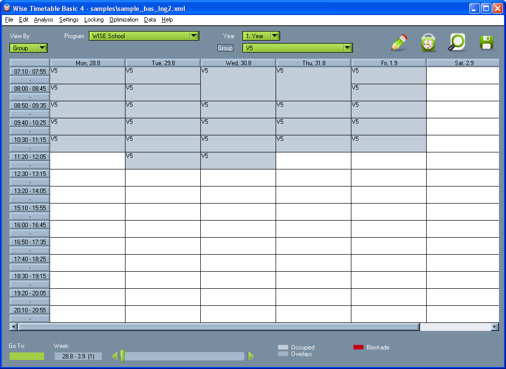 Wise Timetable 4.0 software screenshot