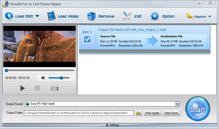 WonderFox to Cell Phone Ripper 2.0 software screenshot