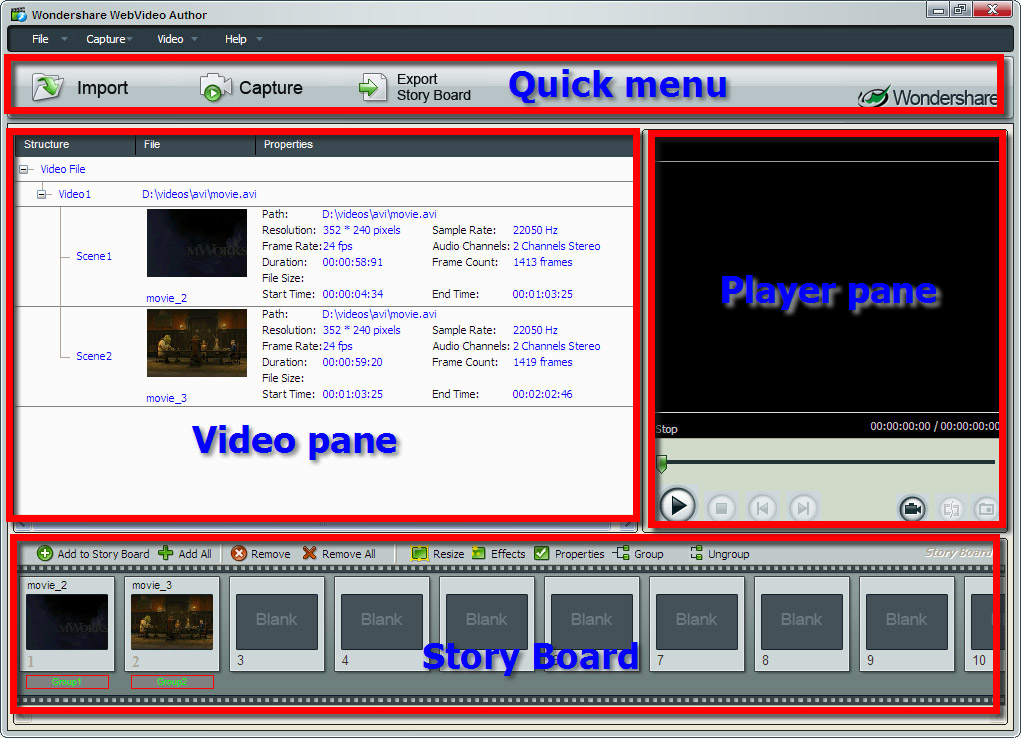 Wondershare WebVideo Author 1.1.6 software screenshot