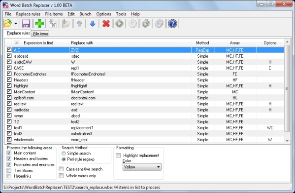 Word Batch Replacer 1.03.041 software screenshot