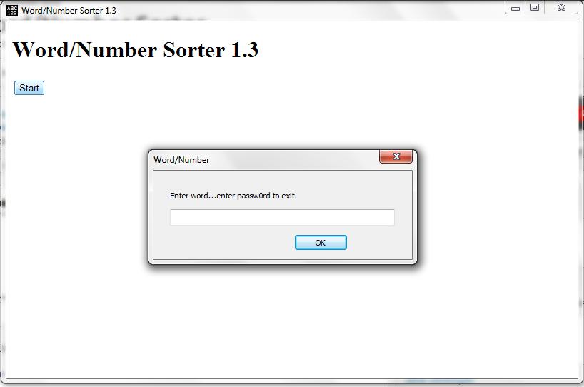 Word/Number Sorter 1.4 software screenshot