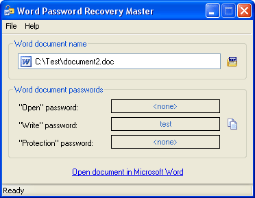 Word Password Recovery Master 3.5 software screenshot