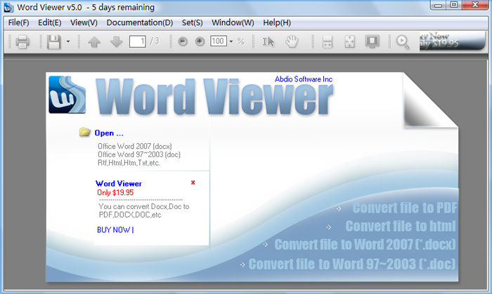 Word Viewer 6.01 software screenshot