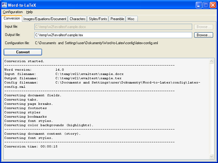 Word-to-LaTeX 2.46 software screenshot